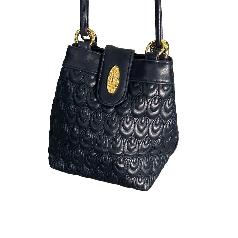 Vintage Style Navy Blue with Gold Accents Quilted